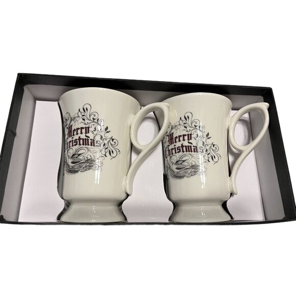 Spencerian Merry Christmas Mug (set Of 2) 34123 by Victorian Trading Co